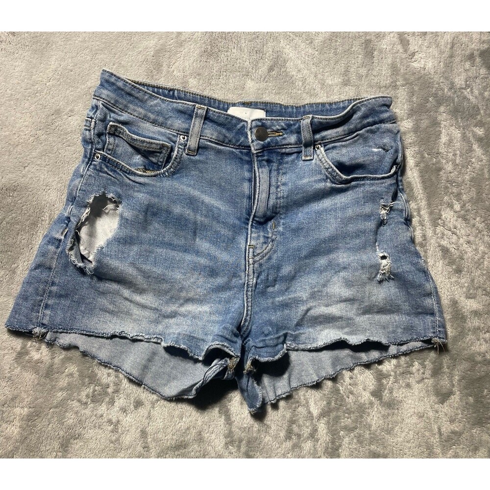 H&M Distressed Blue Jean Shorts Frayed Women’s Size 8